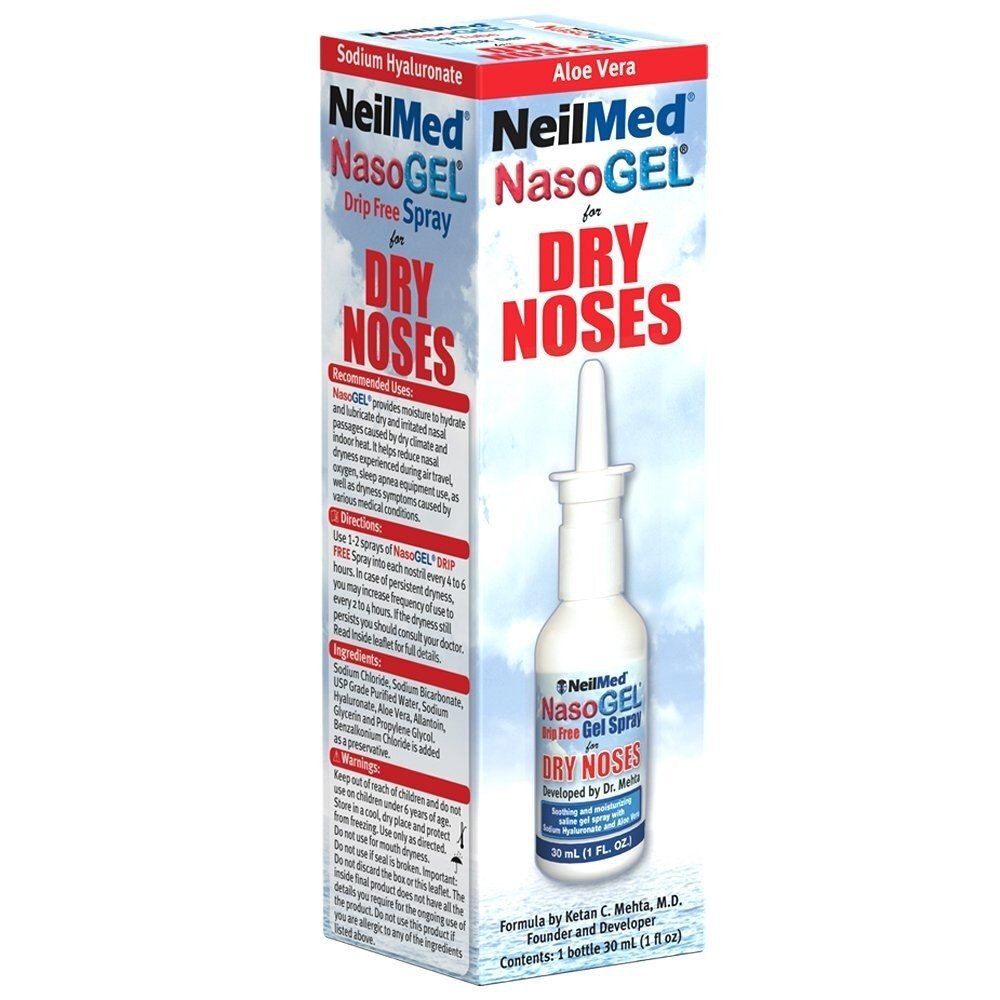 NeilMed NasoGEL Drip Free Gel Spray 30mL Dry Nose Sodium Hyaluronate 1 fl oz